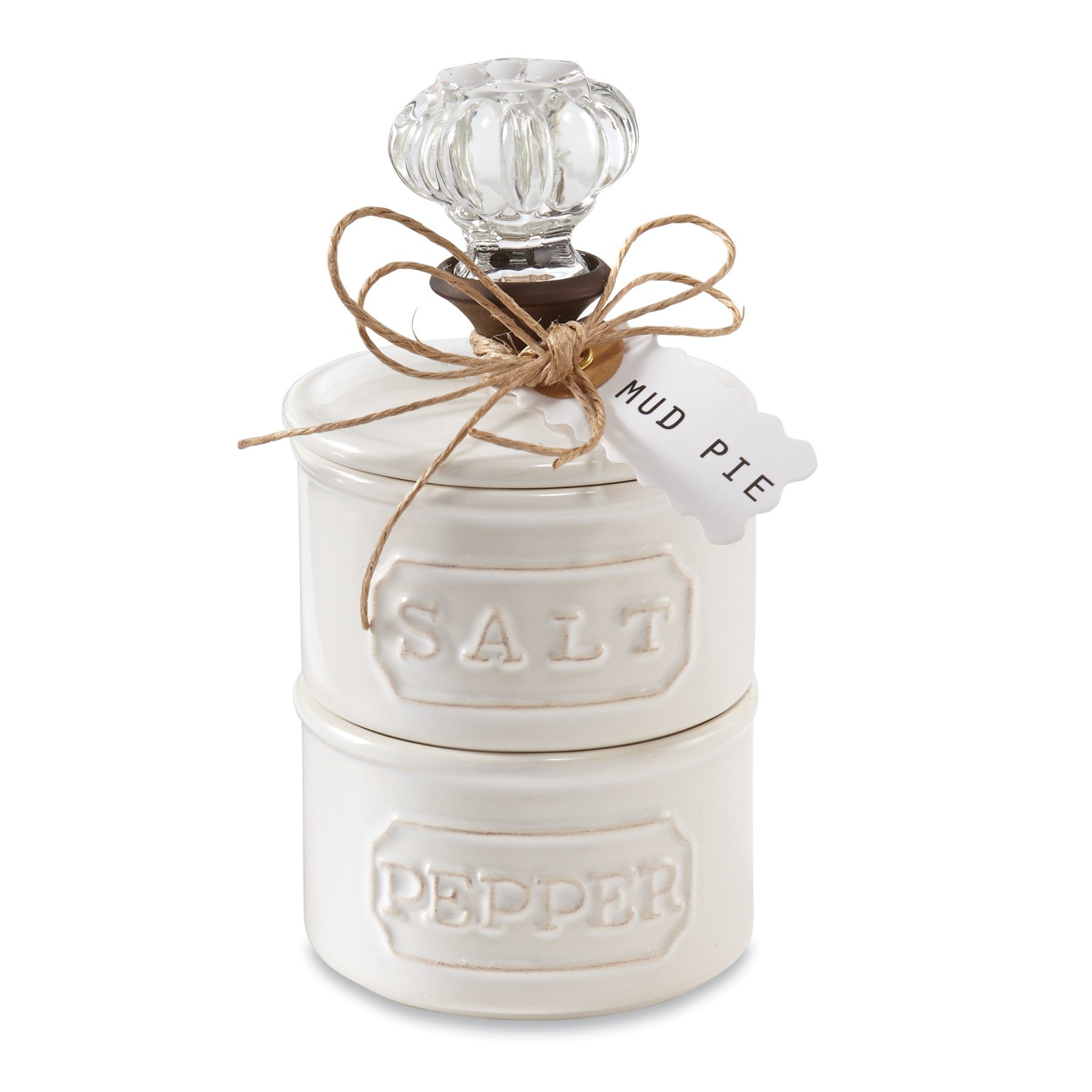 Amazon.com: Mud Pie Door Knob Salt Cellar Set, White